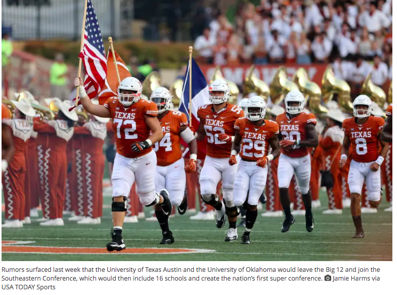 University of Texas announces it won’t renew its sports media rights with Big 12, signaling its planned departure